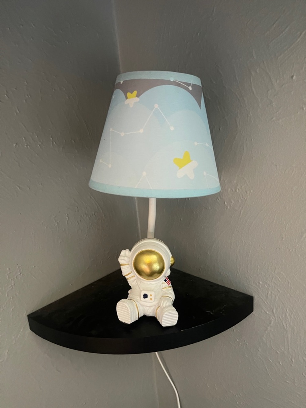 Astronaut Table Lamp with Light Blue Star Shade